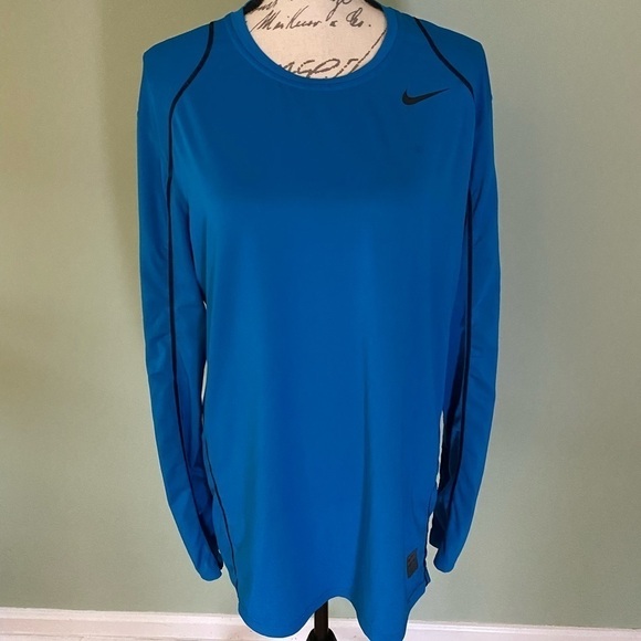 Men’s Blue Nike Pro Long-Sleeve Shirt Size Large - Picture 1 of 7